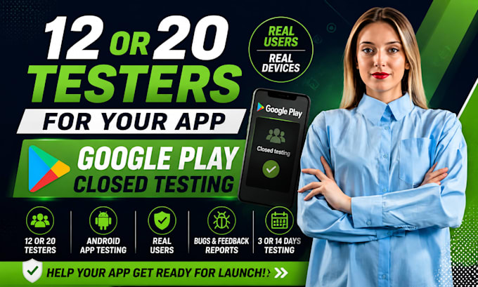 provide 12 or 20 testers for google play console closed testing 14 days testing