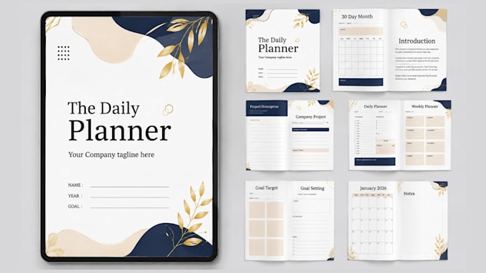 editable etsy digital planner kdp journal hyperlinked planner canva design