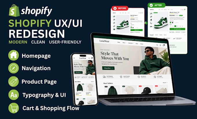 redesign your shopify store with modern UX UI