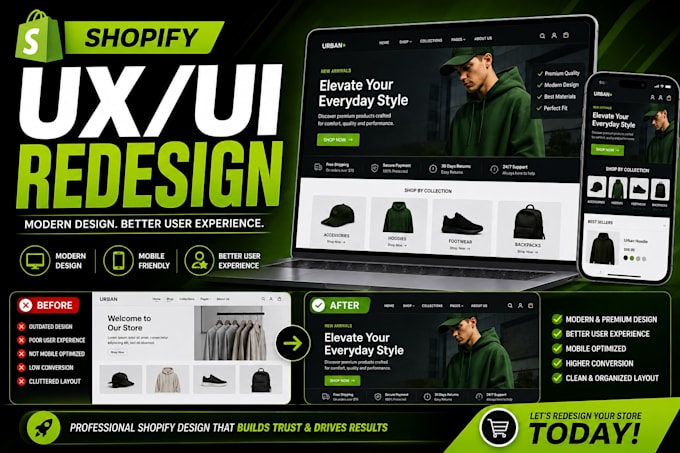 redesign your shopify store with modern UX UI