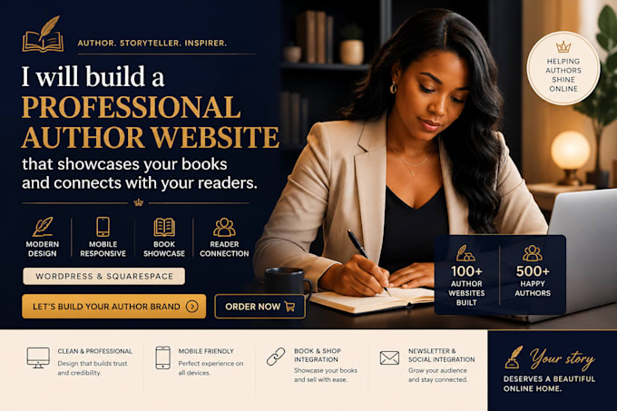 build author website book author politics website ebook in wordpress squarespace