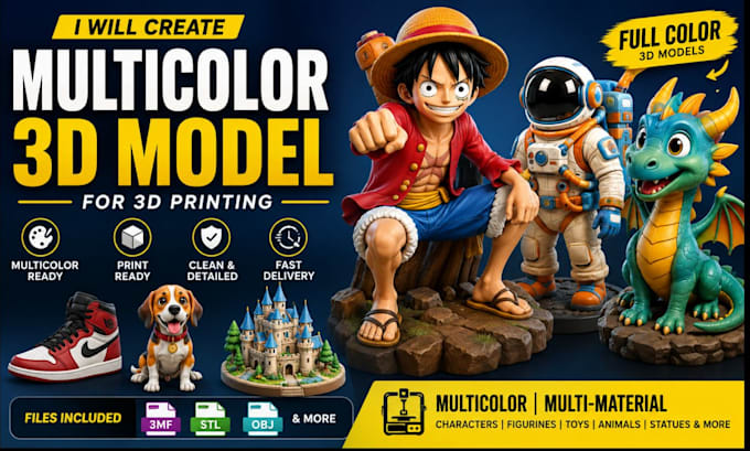 design 3d multicolor models, toys, figures 3d print model 3mf stl file bambu ams