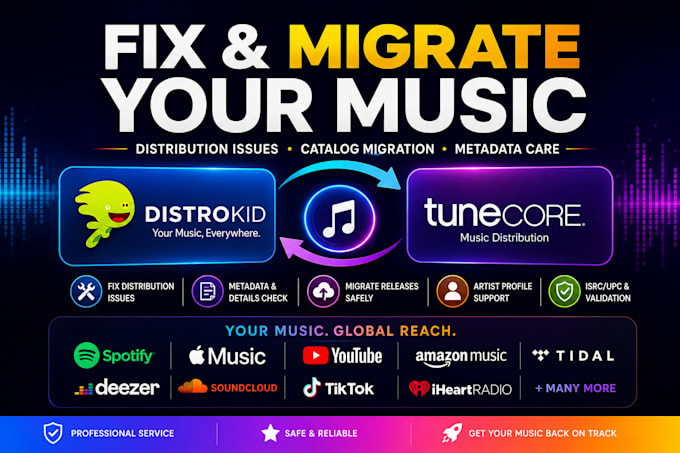 fix and migrate your music distribution on distrokid or tunecore