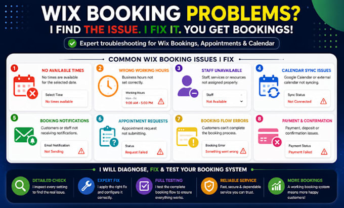 fix wix booking, wix appointment and wix calendar issues