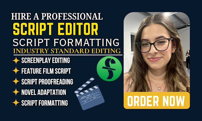 edit and format screenplay, movie script, film script, and screenwriting