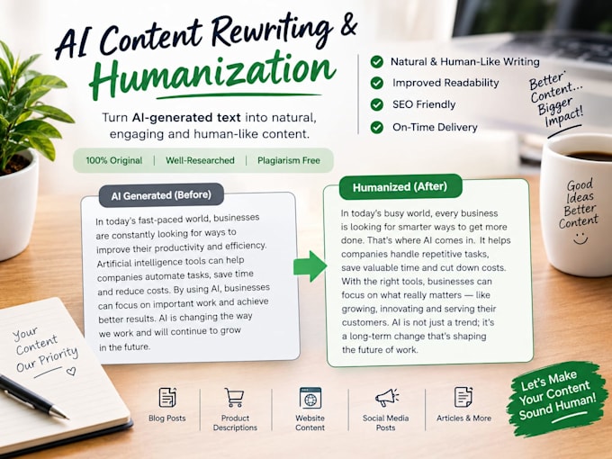 professionally rewrite and humanize ai generated content