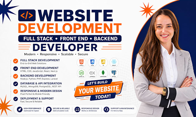 build website website development full stack front end backend developer
