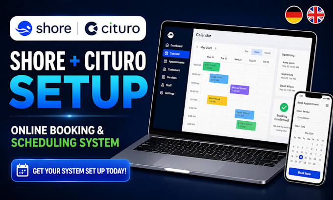 setup shore business and cituro online booking system