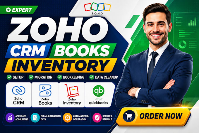 setup zoho CRM books migration bookkeeping accounting data inventory cleanup