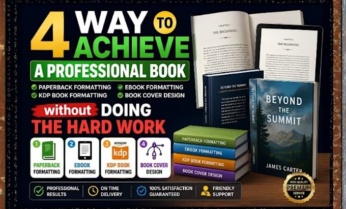 do paperback formatting, ebook formatting, KDP book formatting book cover design
