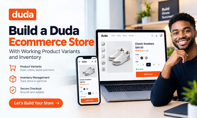 build a duda ecommerce store with working product variants and inventory