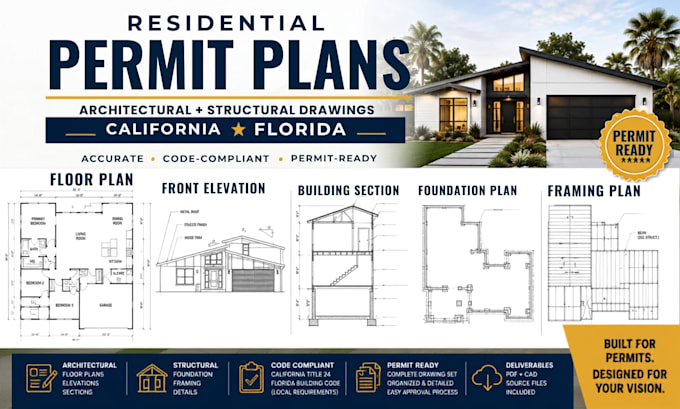 create structural drawings, architectural permit ready plans for ca fl