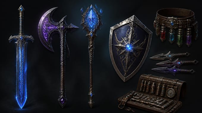 create weapon design and illustration