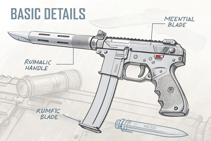 create weapon concept art for you