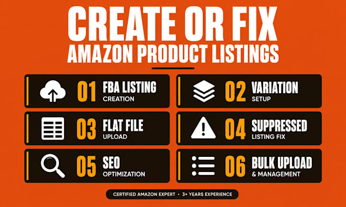 create or fix amazon fba product listing or variation issues