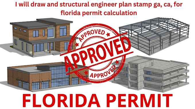 draw and structural engineer plan stamp ga, ca, for florida permit calculation