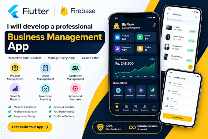 develop a flutter business management and inventory app