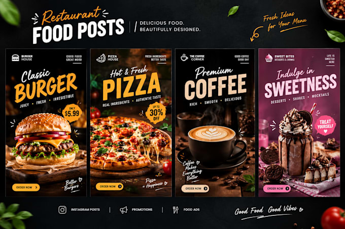 design professional restaurant social media posts