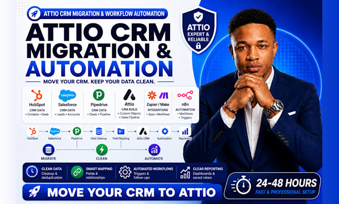 migrate hubspot salesforce pipedrive to attio crm and setup workflow automation