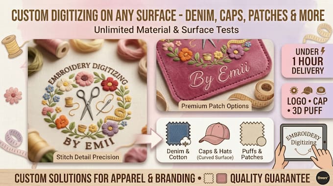 do embroidery digitizing in less than 1 hour