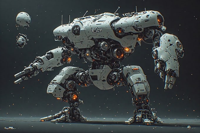 design sci fi mecha and robot concept art