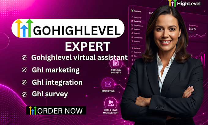 gohighlevel VA for ghl forms, ghl surveys, ghl marketing and ghl integrations