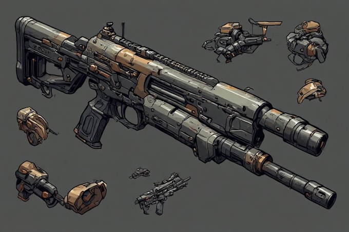 draw your weapon concept art in awesome details