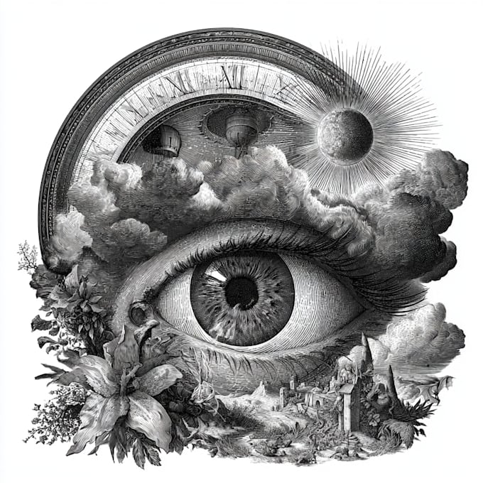 authentic vintage engraving and detailed etching artwork