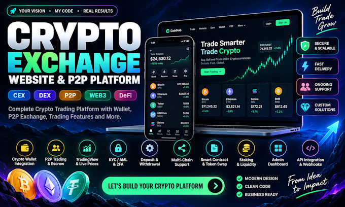 create crypto exchange website p2p exchange we3 dapp defi website wallet app