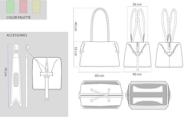 do a complete techpack for any bag, handbag, wallet