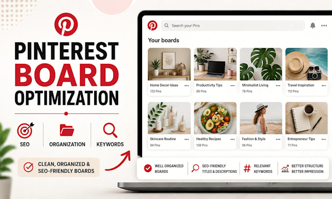 optimize pinterest boards with SEO titles, descriptions and keywords