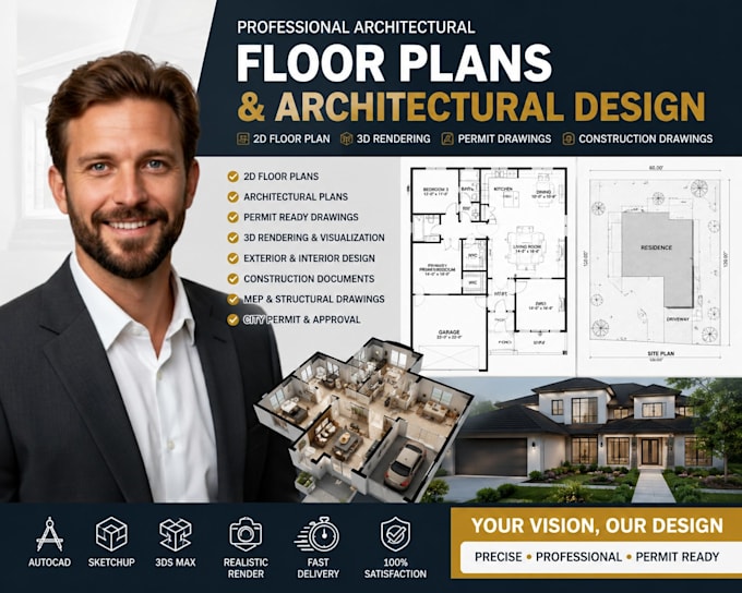 do architectural drawing 2dfloor plan autocad permit ready texas florida georgia