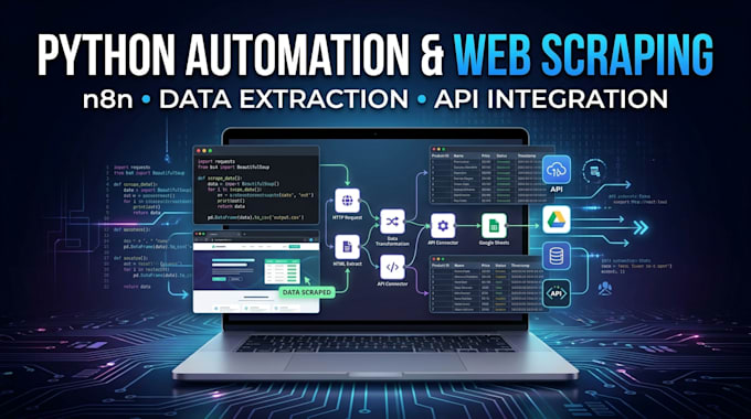 do python automation, web scraping, n8n workflow and data extraction