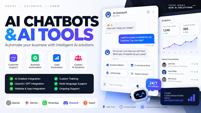 build websites, web apps, ai chatbots and custom ai solutions
