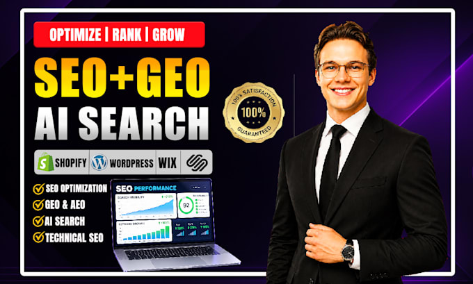 do SEO GEO ai optimization for shopify wordpress wix and squarespace