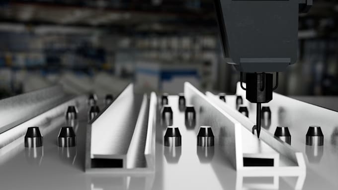 create 3d solar panel animation and industrial process video