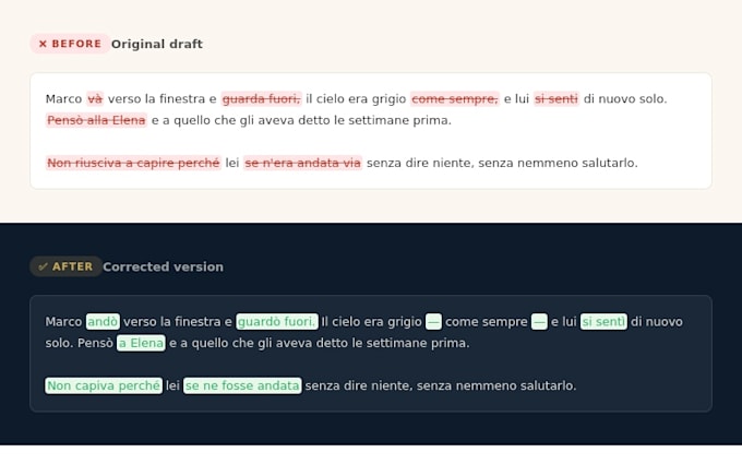 do a professional proofreading for your content in italian