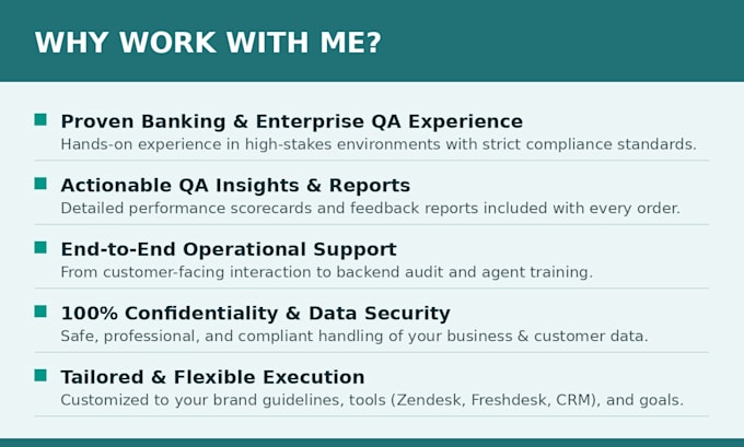 provide customer support, QA auditing, and team training