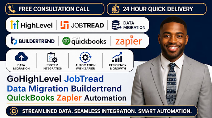 gohighlevel jobtread data migration buildertrend quickbooks zapier automation