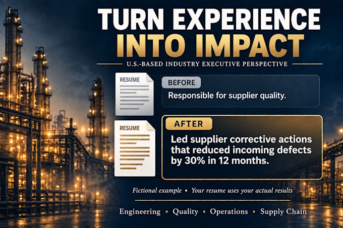 write an ats friendly resume for operations and manufacturing careers