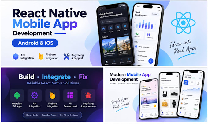 develop a react native mobile app for android and ios