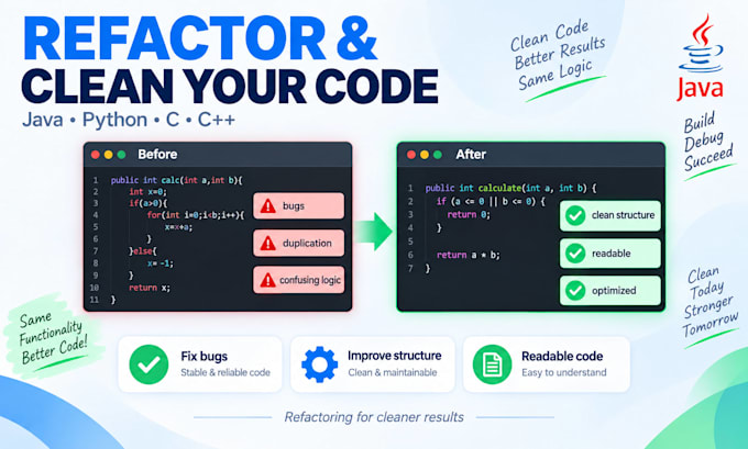 debug and fix java python c and c plus plus code
