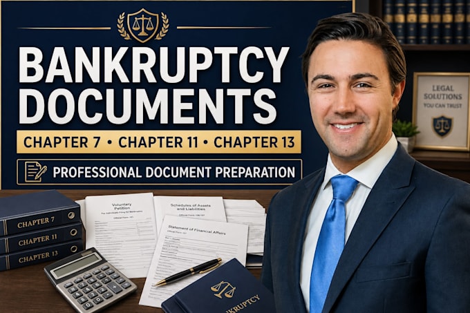 prepare chapter 7, chapter 13 and chapter 11 bankruptcy documents