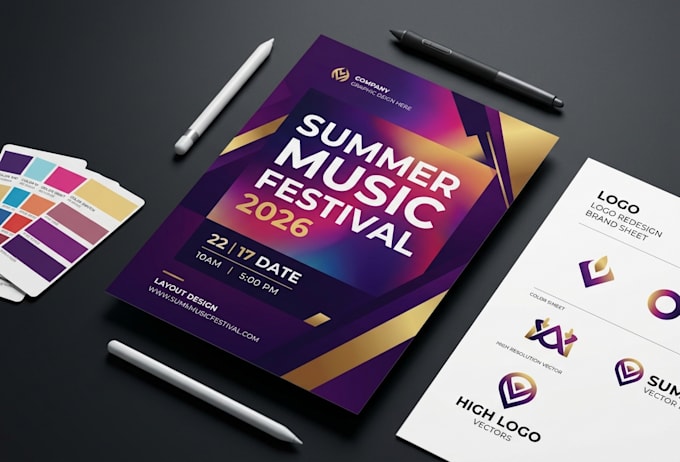 design event flyer business flyer banner and logo redesign