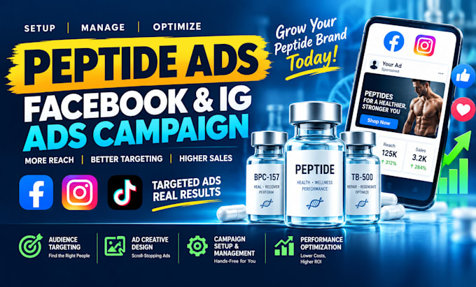 fix, setup and optimize meta ads, google ads and tiktok ads campaign for peptide