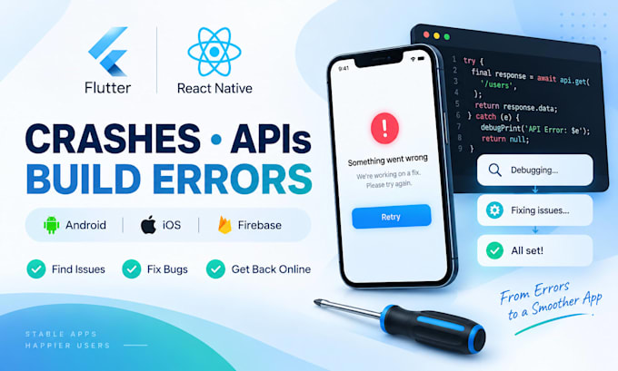 fix flutter and react native app bugs and errors