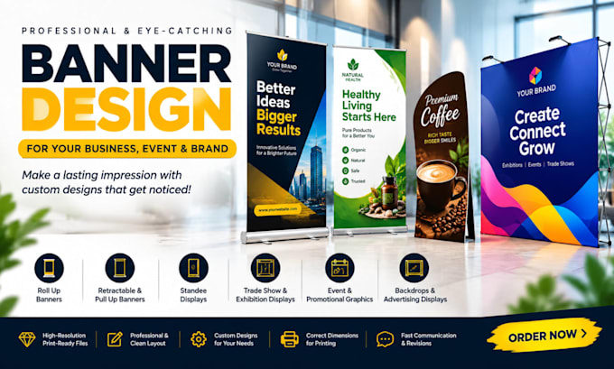 design roll up banner, retractable banner, standee, pull up banner