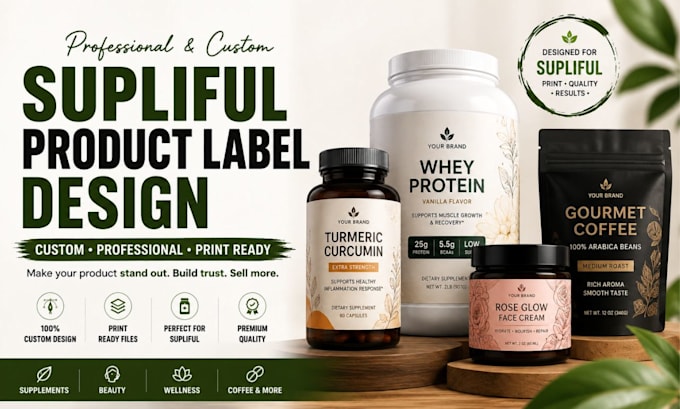 design supliful product label, label design, supplement label, supliful label