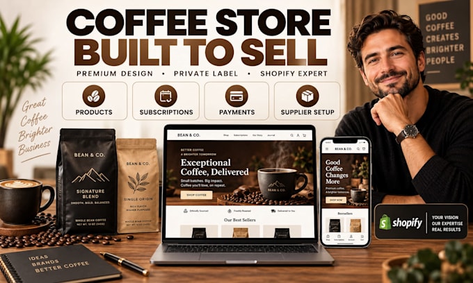 build coffee brand shopify store private label coffee website