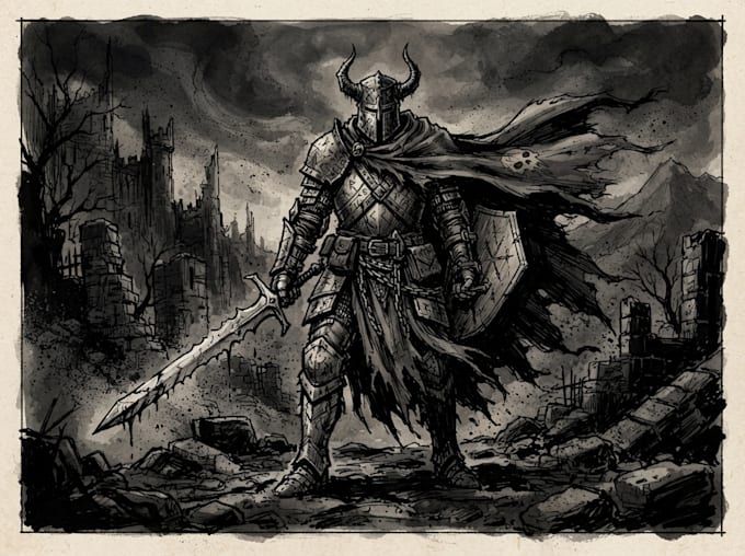 draw imaginary characters made by pen and ink